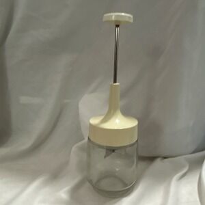 Vintage Gemco Glass Nut Chopper Manual Food Grinder Cream White Made in USA‎